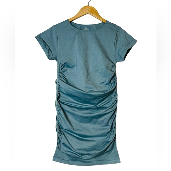 BLANQI Everyday Maternity Mini Dress Ruched Crewneck T-Shirt Size Medium/Large - Picture 2 of 6